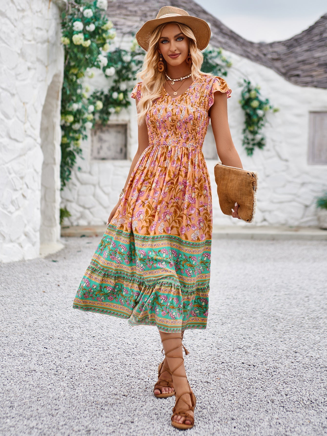 Kurzarm-Midikleid Ohne Ärmel