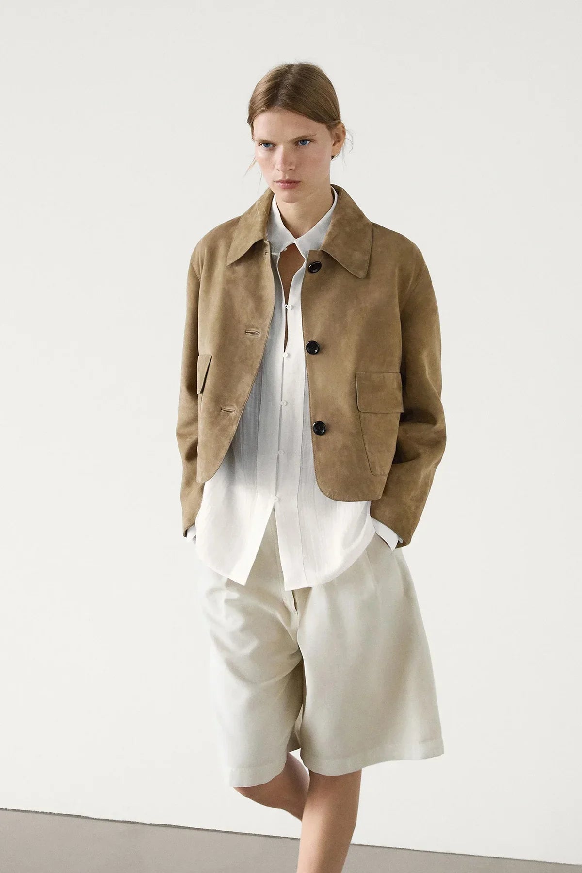 Wildlederjacke Mit Taschendetails