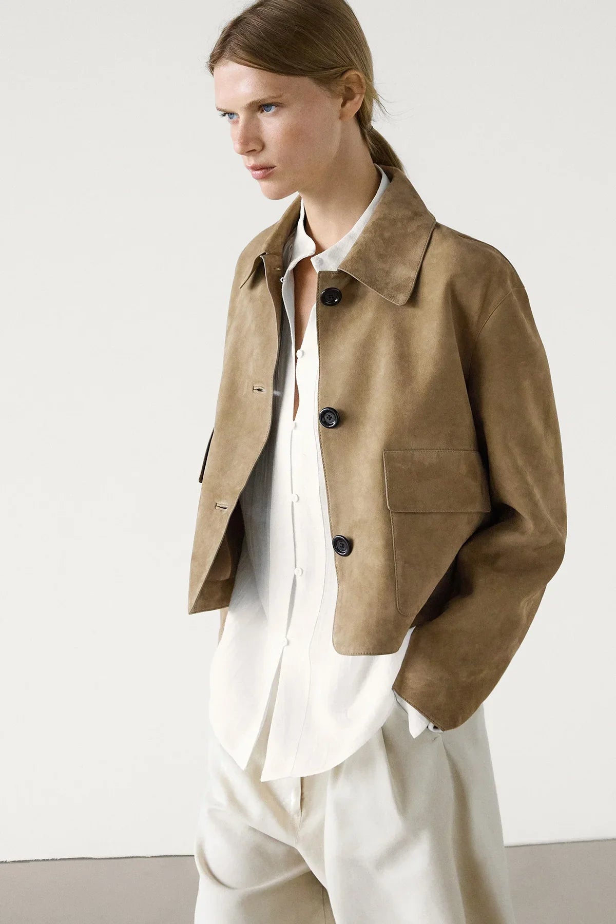Wildlederjacke Mit Taschendetails