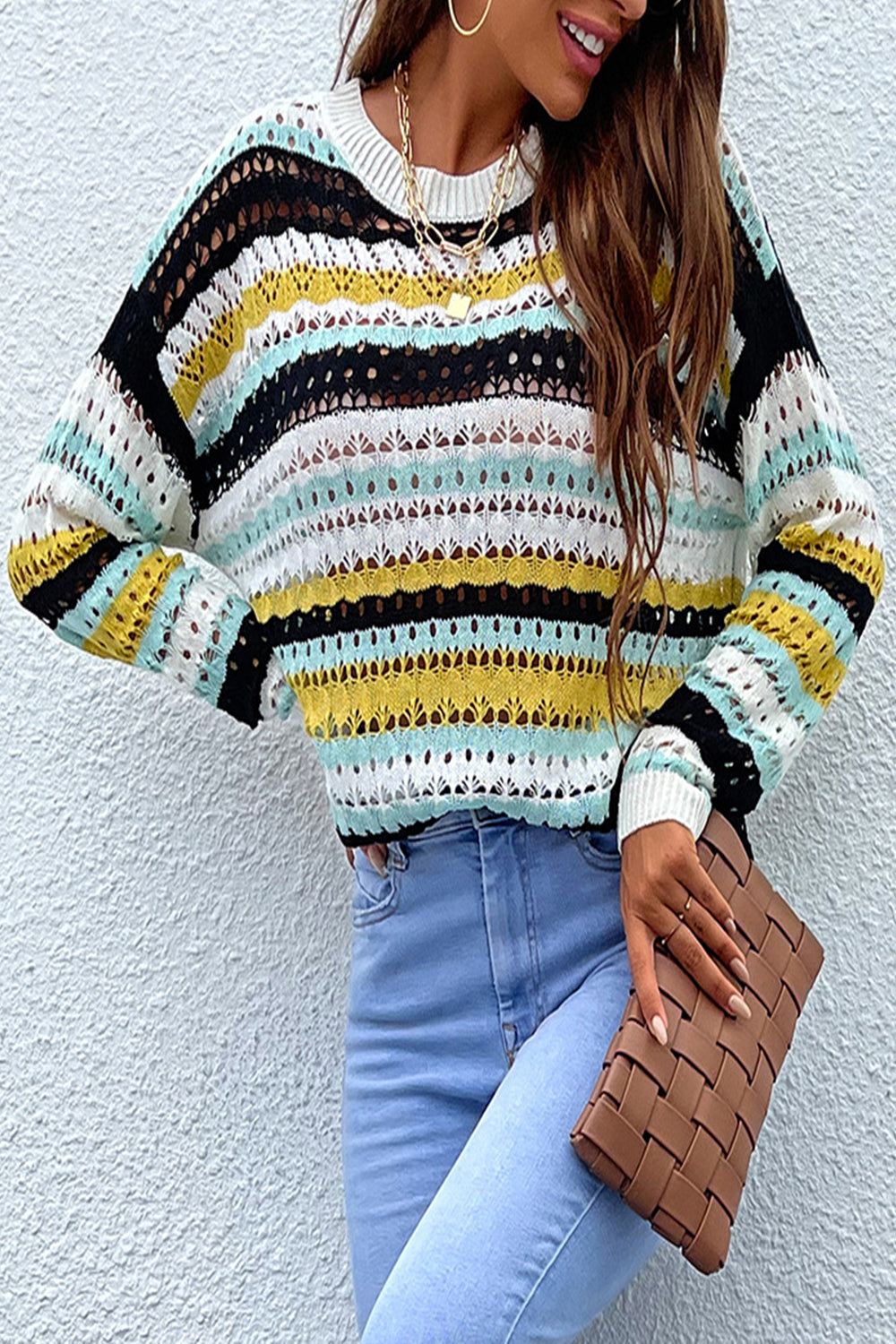 Pullover Mit Gestreiftem Strickdesign