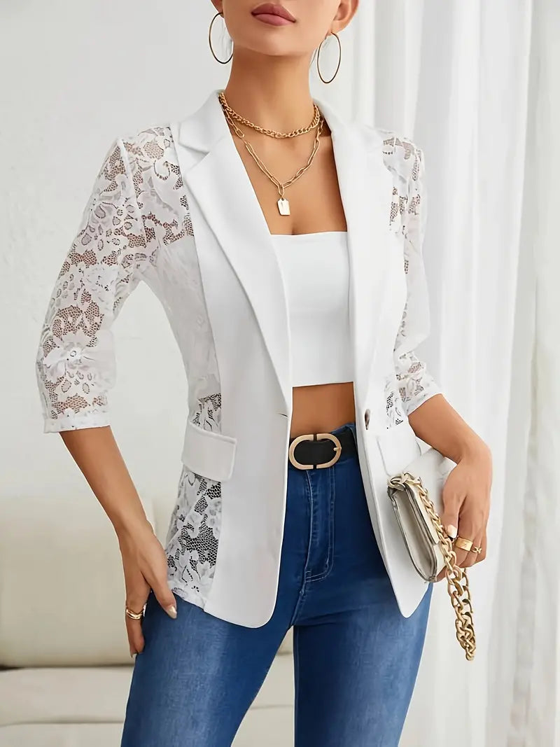 Stylische Designjacke Mit Spitzendetail