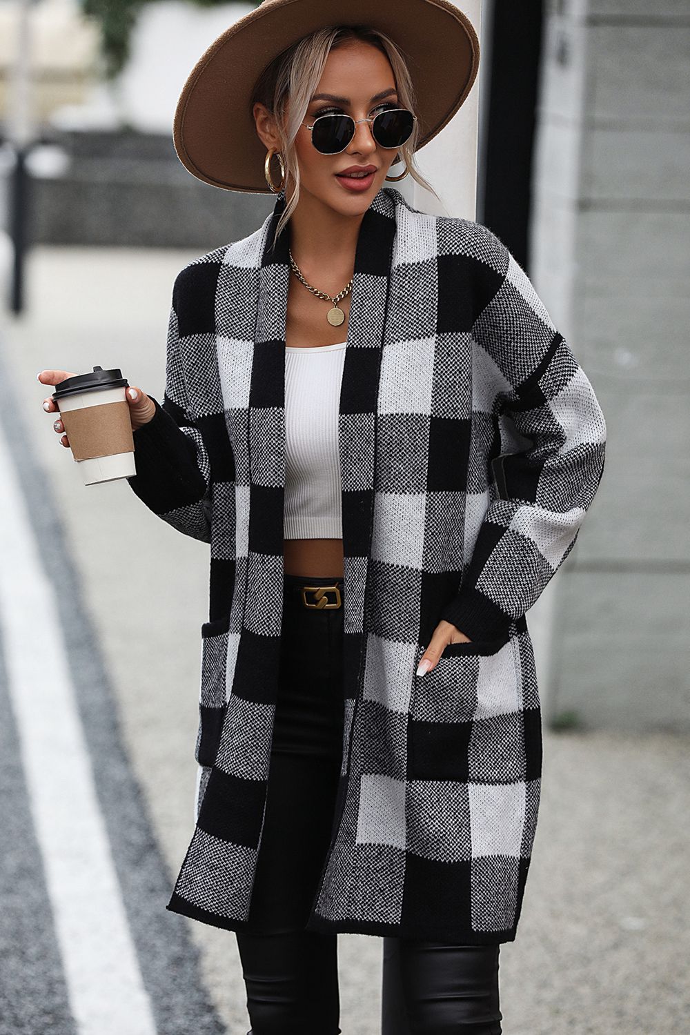Eleganter Karierter Cardigan