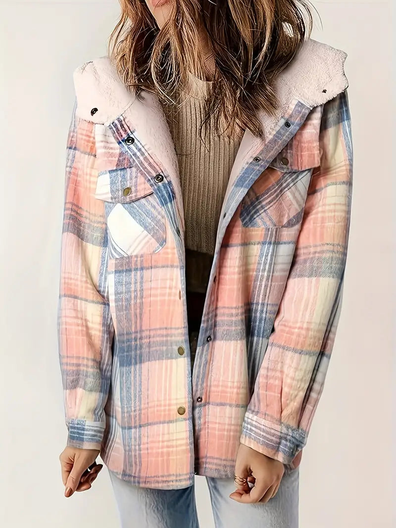 Karierte Jacke Mit Kapuze Und Reißverschluss