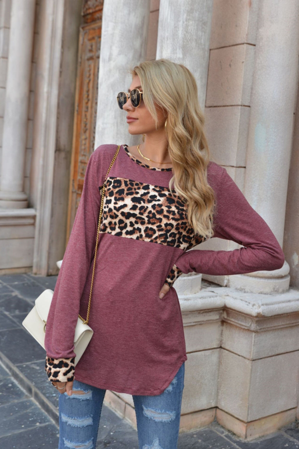 Langarmpullover Mit Rundhalsausschnitt Und Leopardenmuster