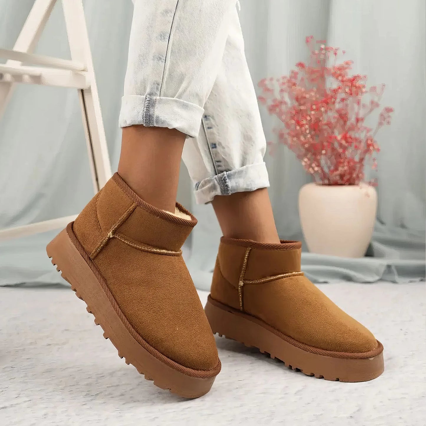Pelzige Winterstiefel Für Damen