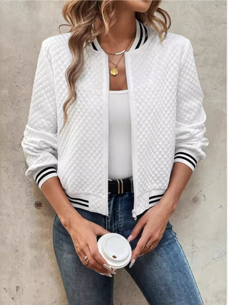 Bomberjacke Mit Leichtem Steppmuster Und Streifendetails