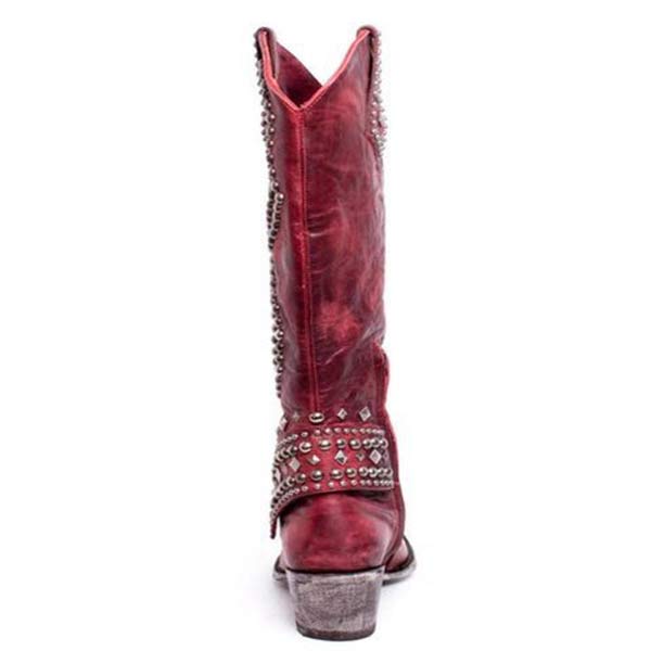 Stiefel Mit Dickem Absatz Und Metalldübeldetail