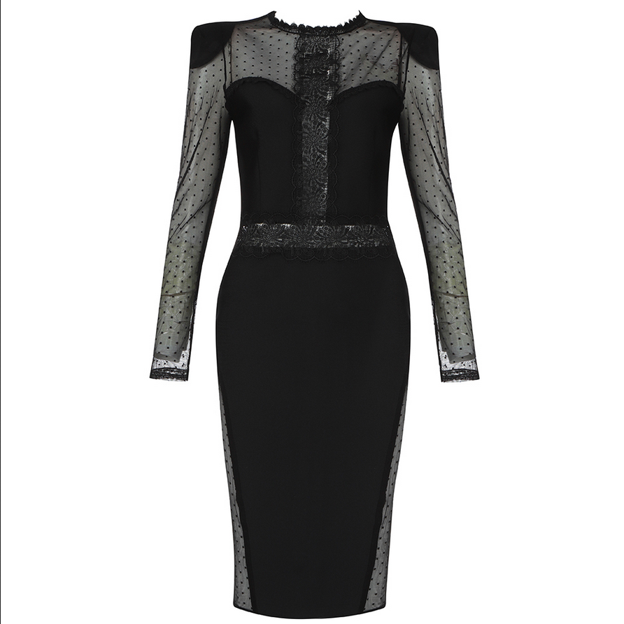 Midikleid Mit Spitzendetail