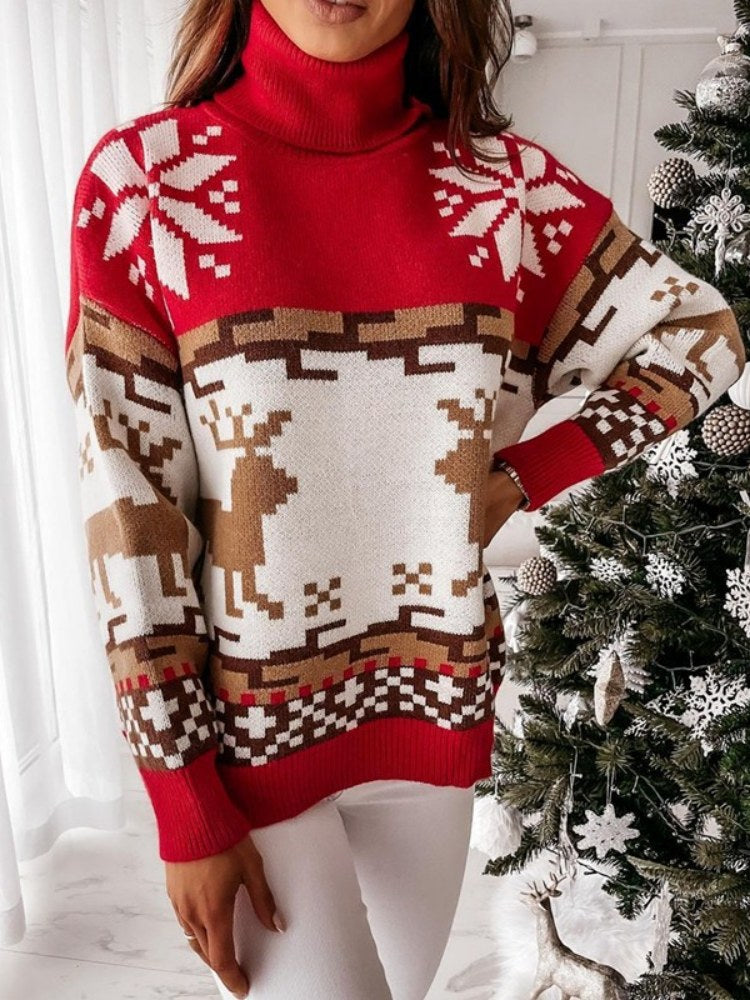 Eleganter Strickpullover Mit Weihnachtsmotiv