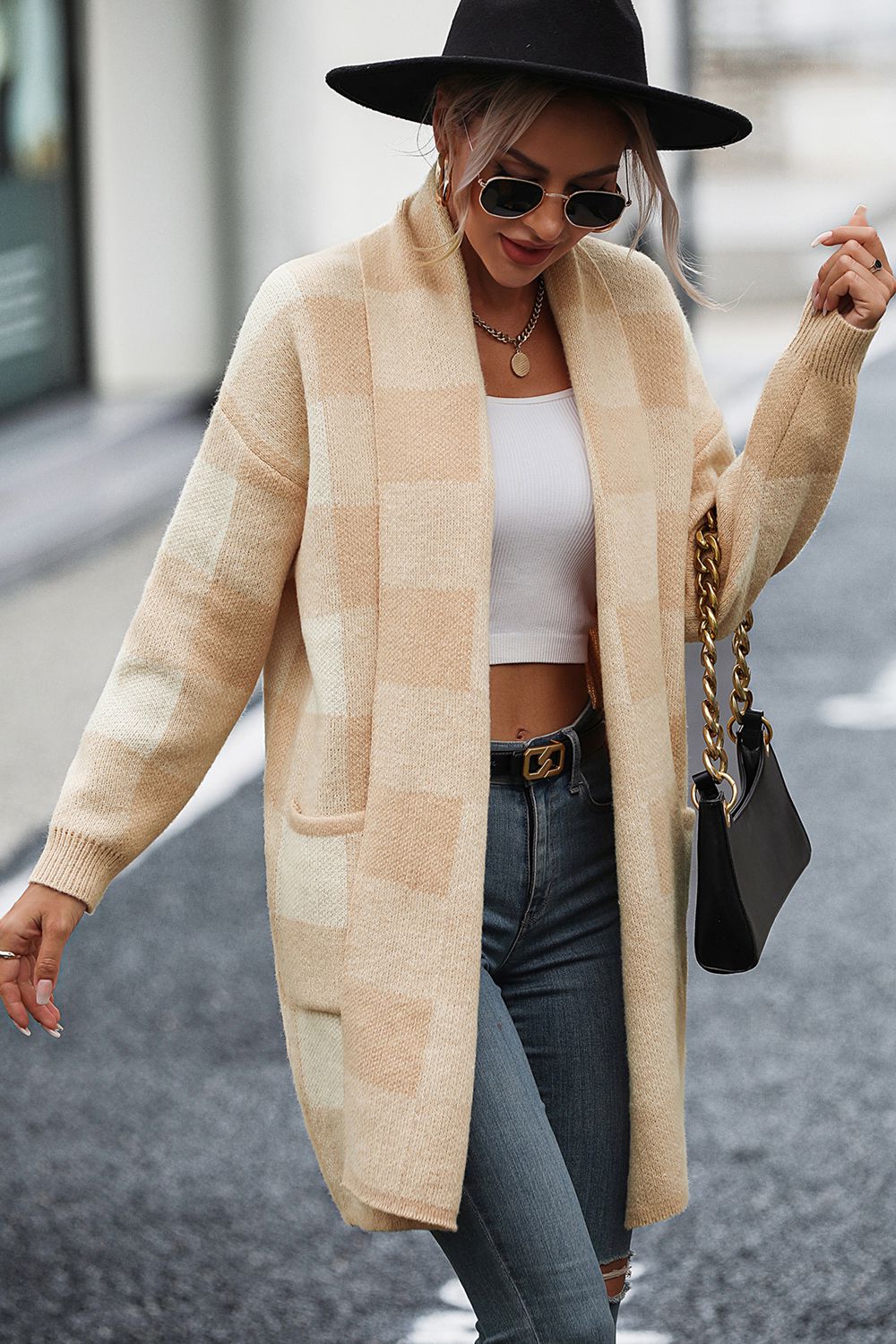 Eleganter Karierter Cardigan