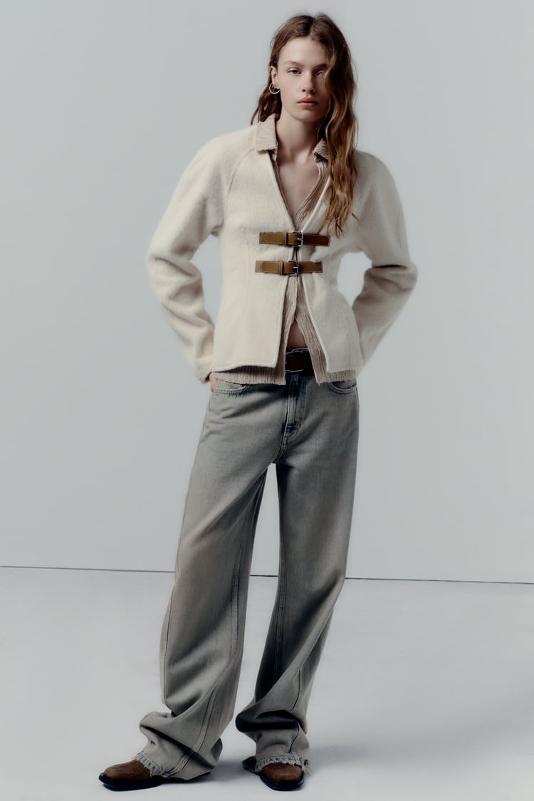 Stylische Jacke Mit Lederschnallen-Design