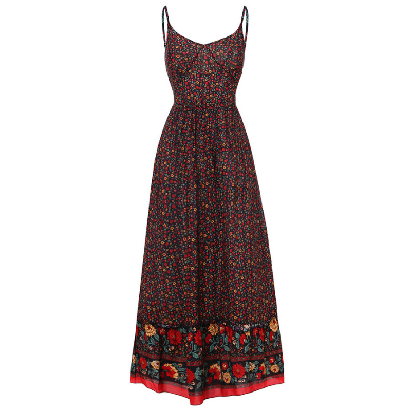 Trägerkleid İm Bohemian-Stil Mit V-Ausschnitt