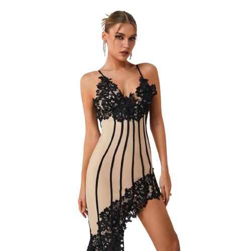 Elegantes, Tief Ausgeschnittenes Maxikleid Mit Spitzendetails