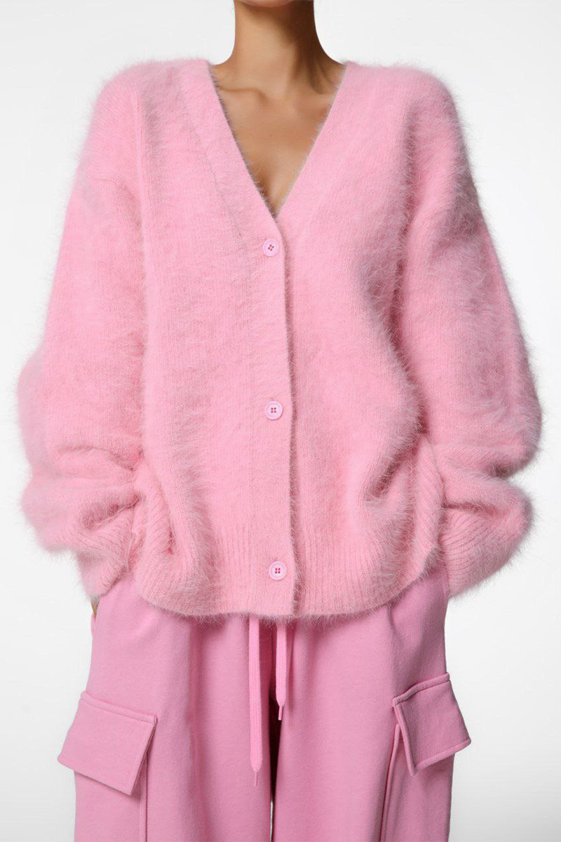 Elegante Strickjacke Mit V-Ausschnitt Und Knöpfen