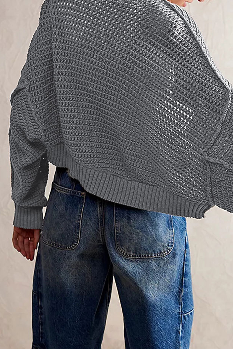 Lässiger, Bequemer, Einfarbiger, Gewebter Cardigan