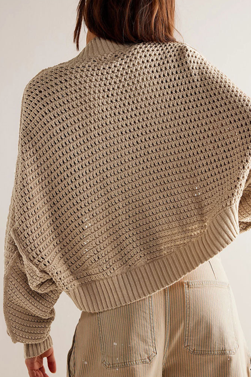 Lässiger, Bequemer, Einfarbiger, Gewebter Cardigan
