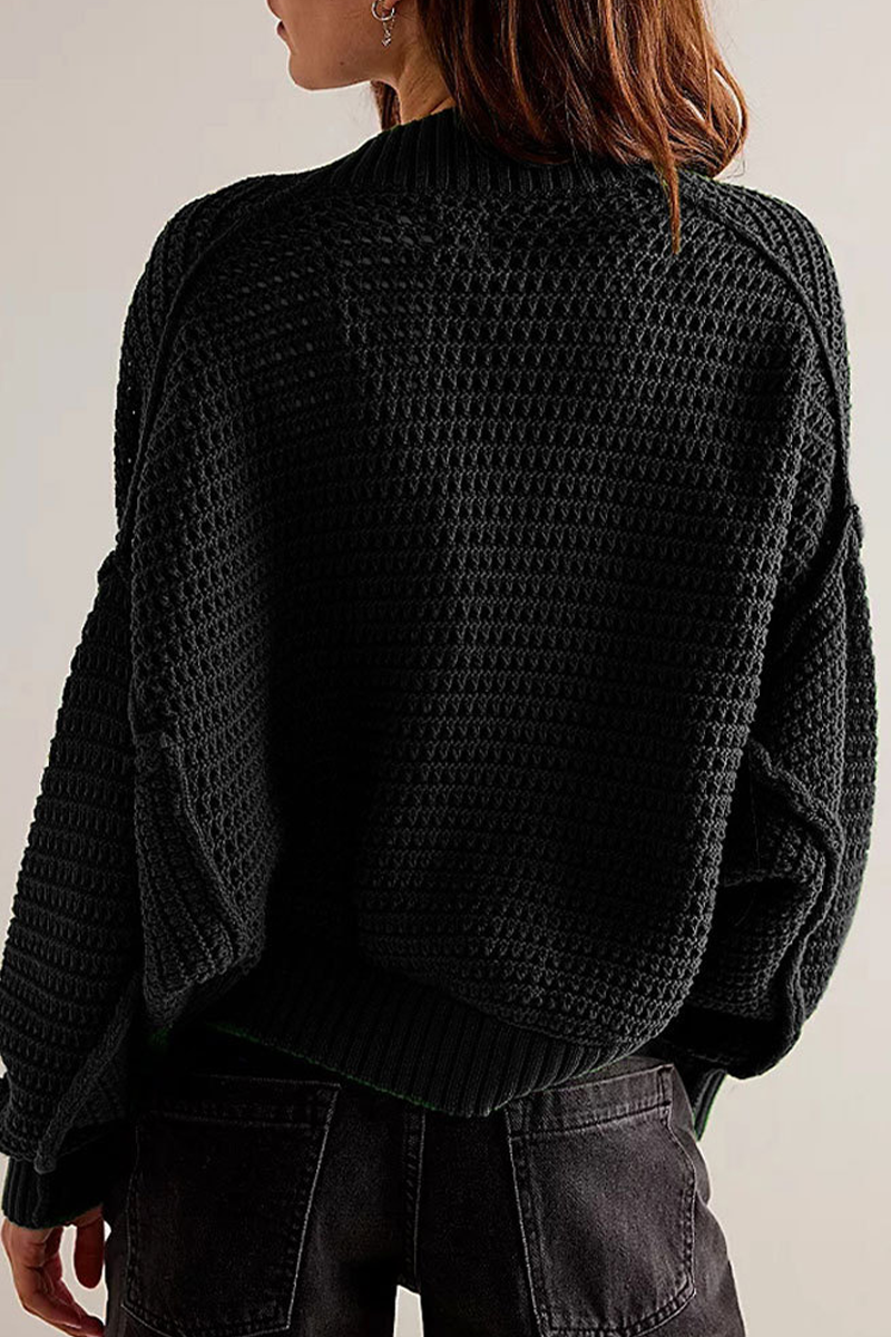 Lässiger, Bequemer, Einfarbiger, Gewebter Cardigan