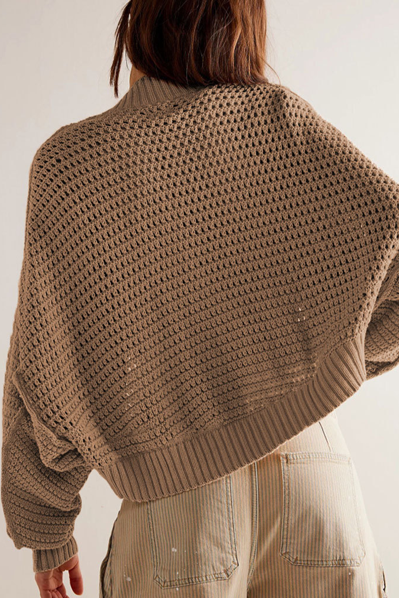 Lässiger, Bequemer, Einfarbiger, Gewebter Cardigan