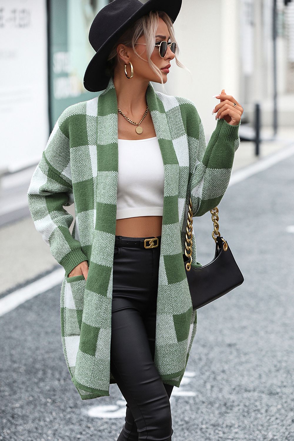 Eleganter Karierter Cardigan