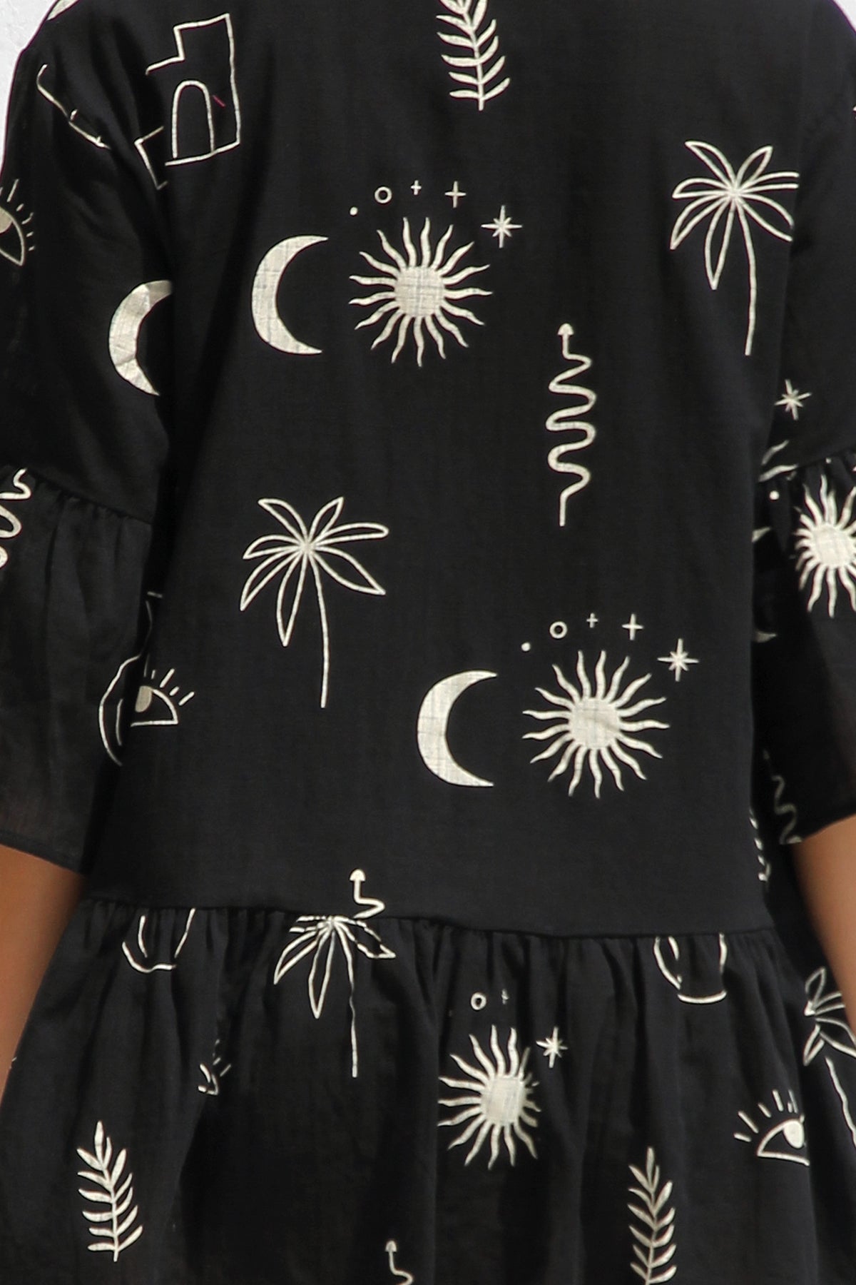 Beiges Gemustertes Oversize-Hängerkleid