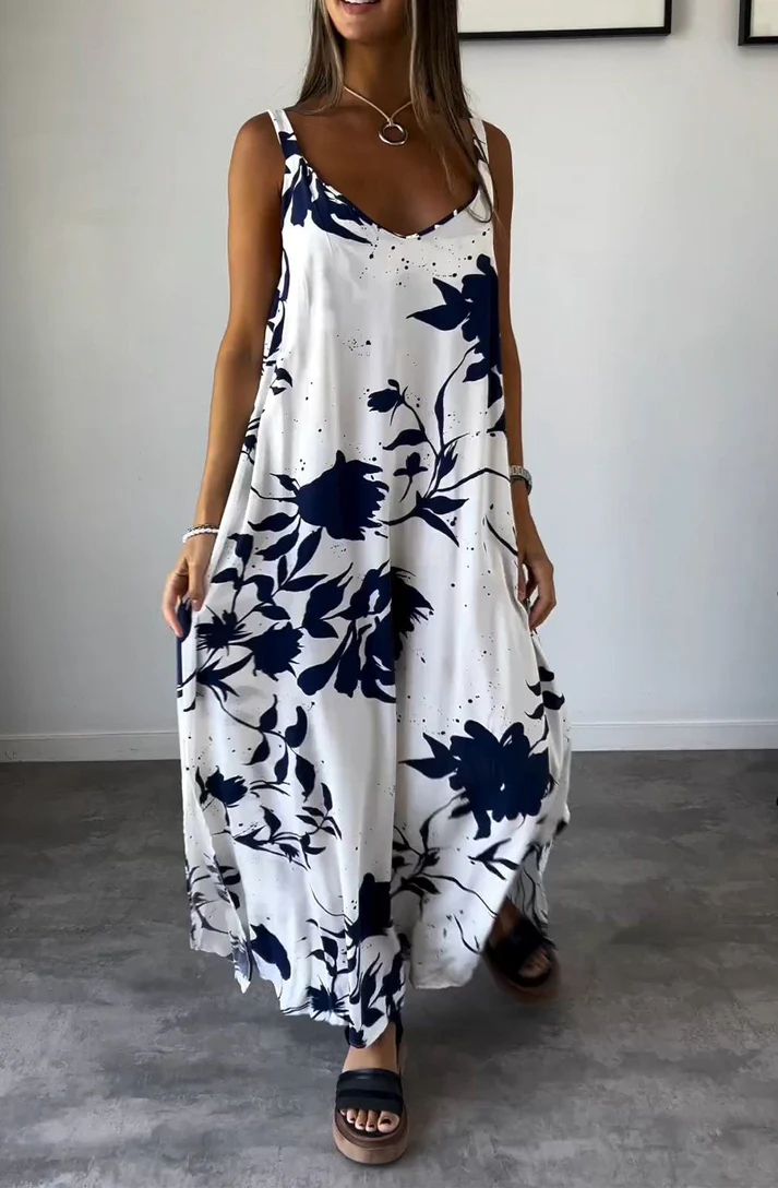 Gemustertes Maxikleid Mit Tief Ausgeschnittenen Trägern
