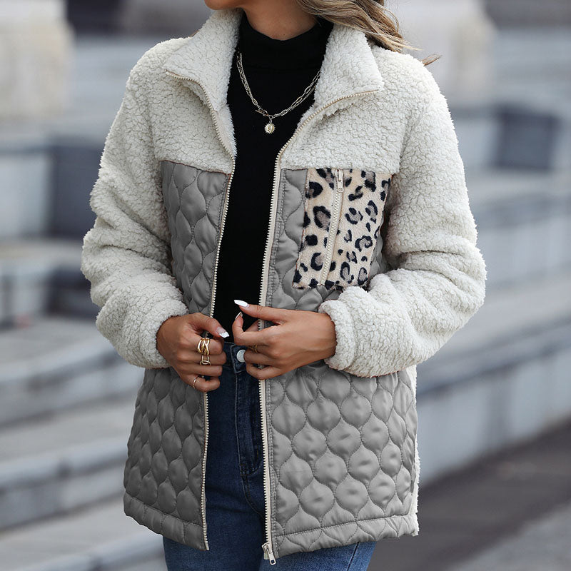 Stylische Design-Plüschjacke Mit Blockmuster