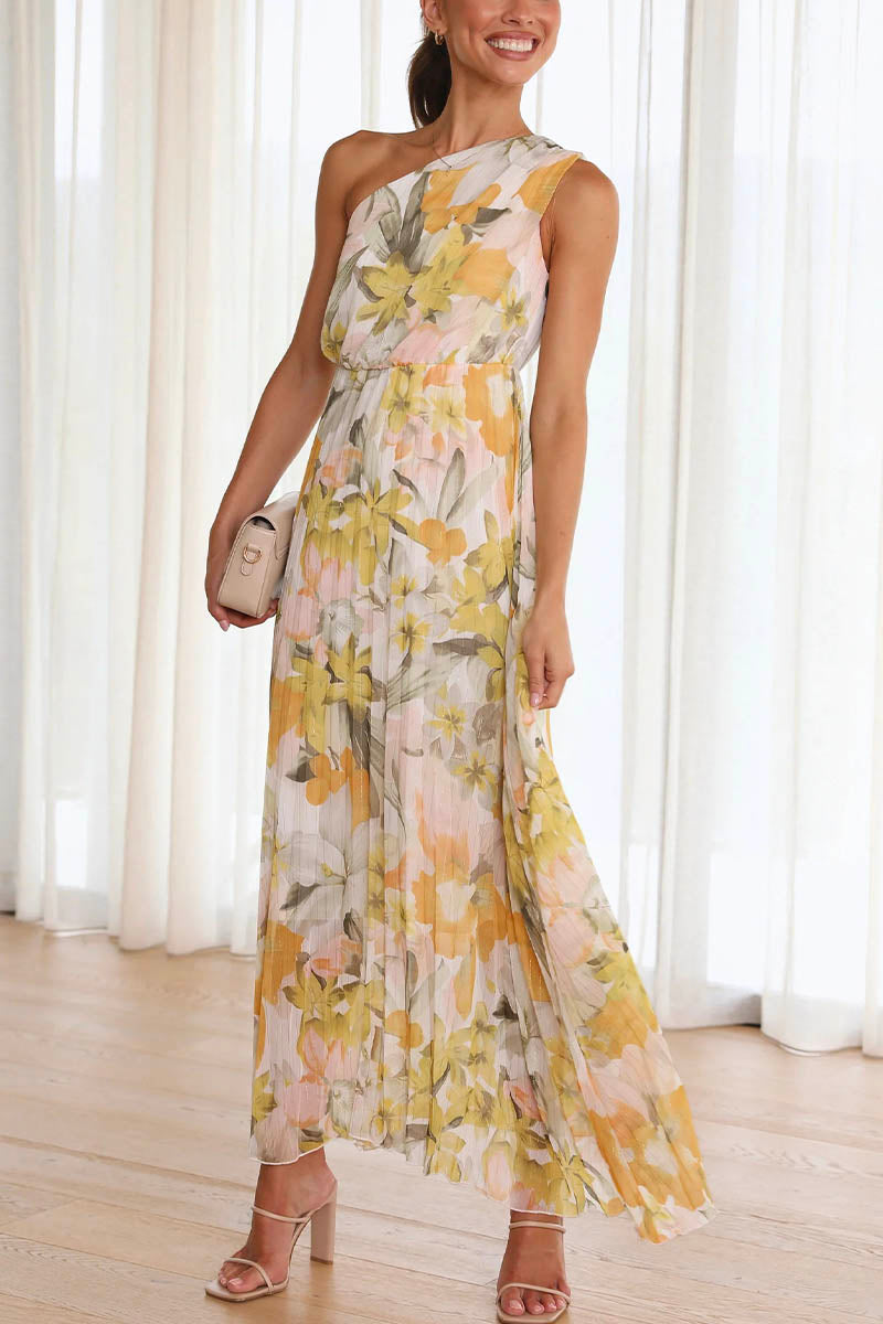 Maxikleid Mit One-Shoulder-Träger Und Blumenmuster