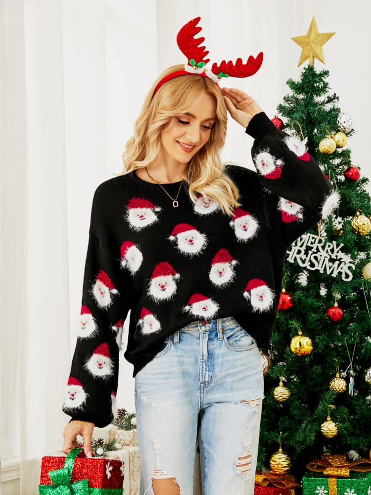 Strickpullover Mit Weihnachtsmann-Design
