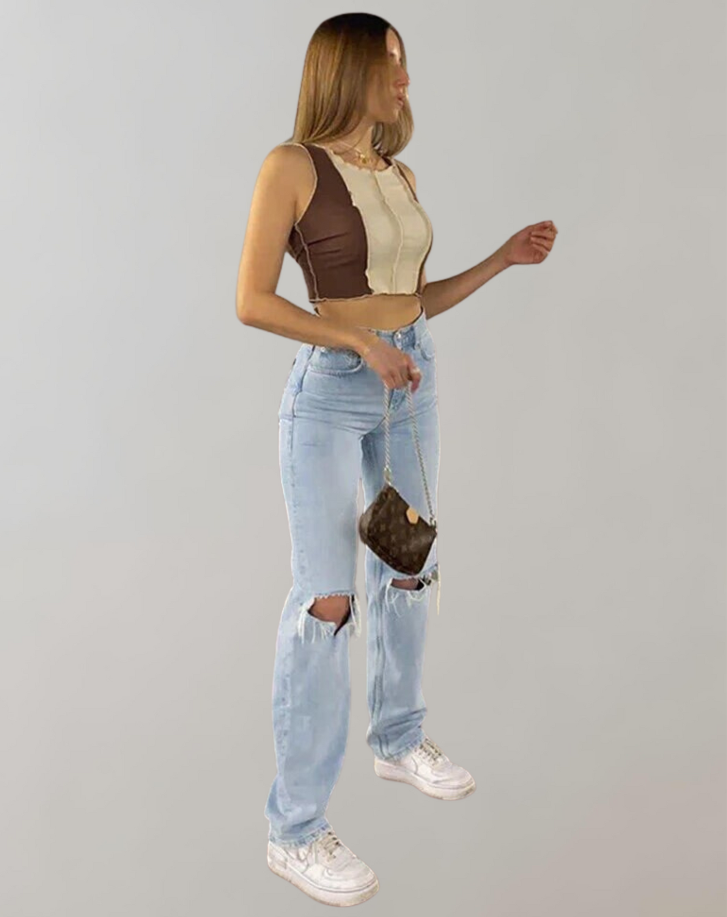 Zerrissene Jeans Mit Weitem Bein