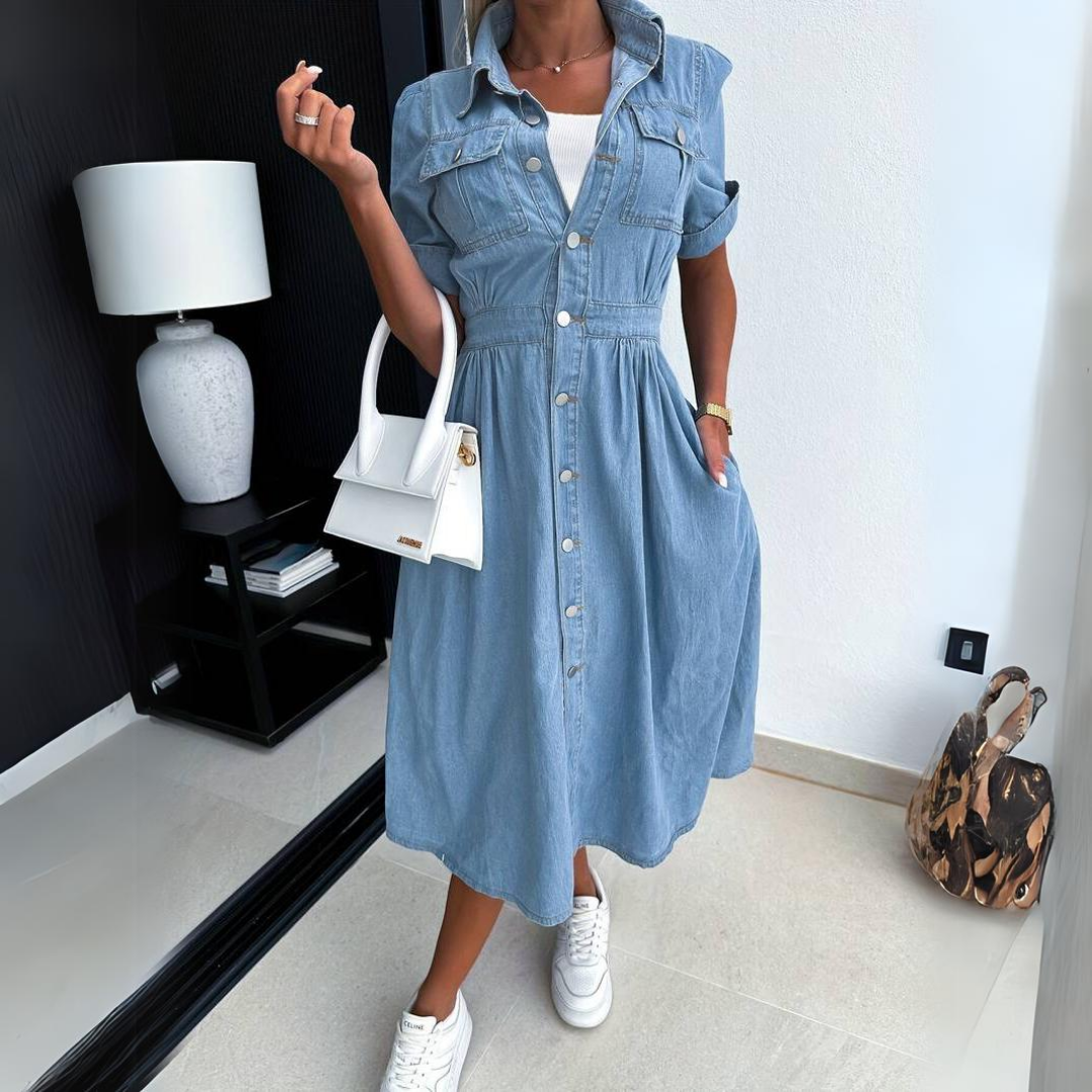 Stilvolles Jeans-Midikleid