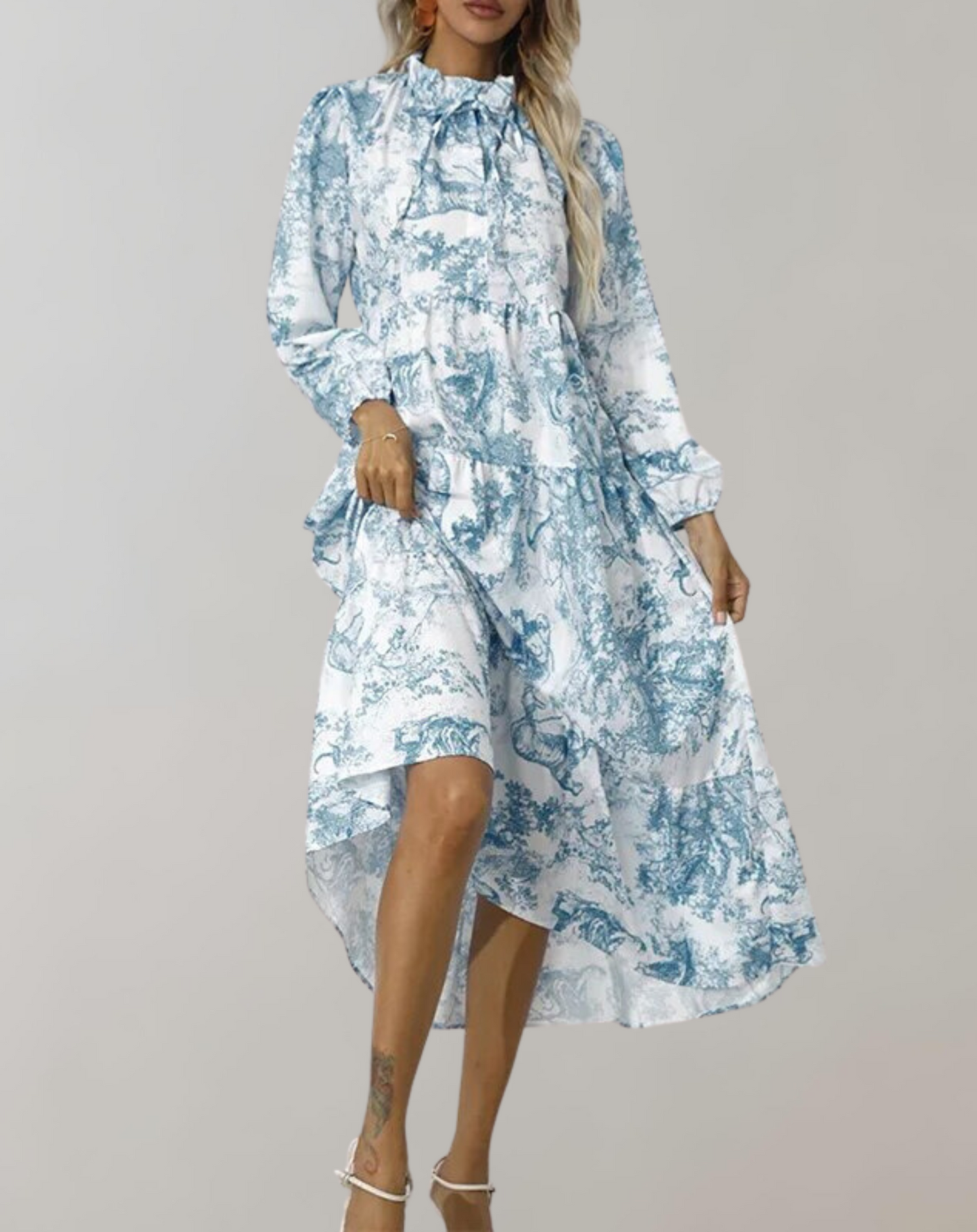 Buntes Midikleid Mit Hemdkragen