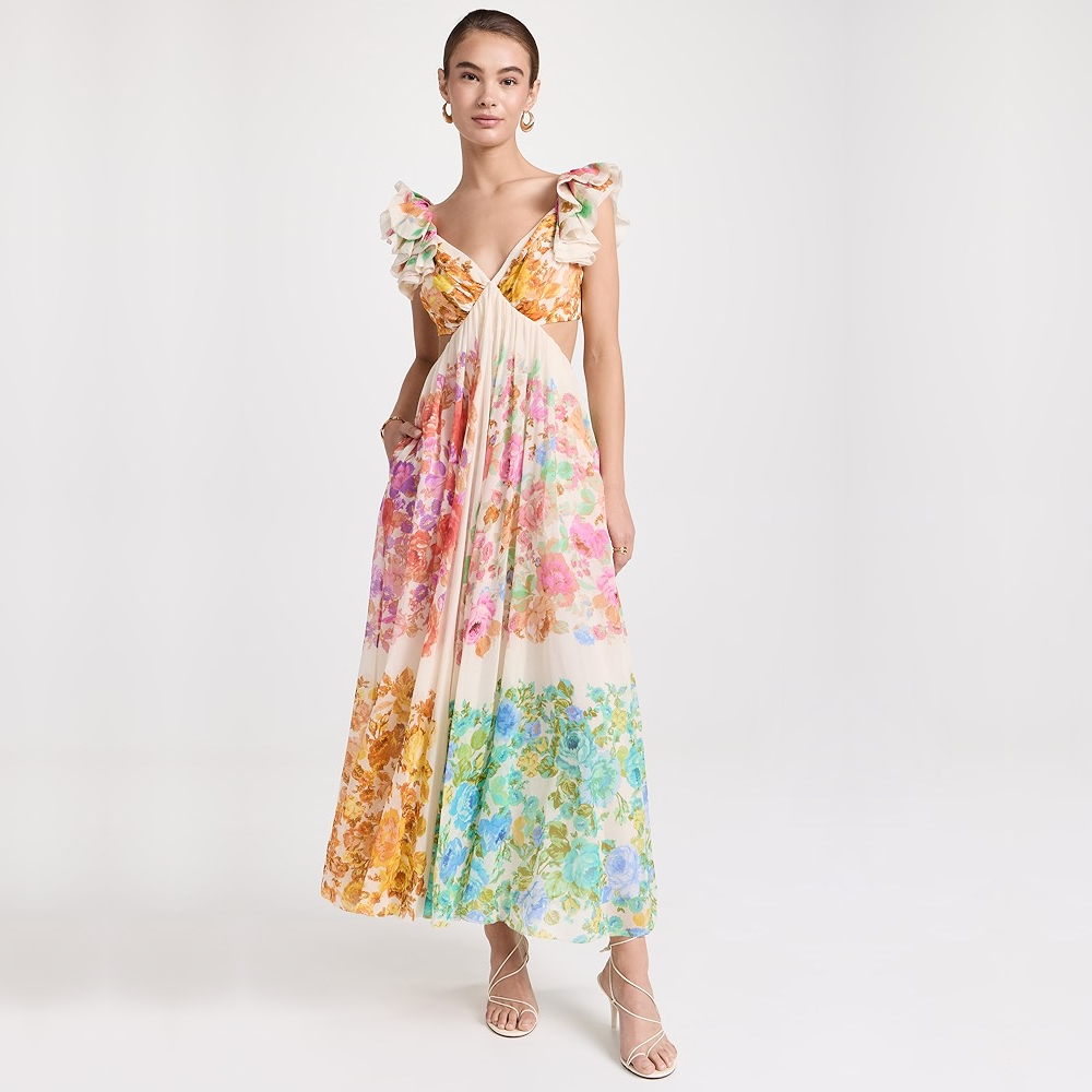 Farbenfrohes Maxikleid Mit Faltendetail