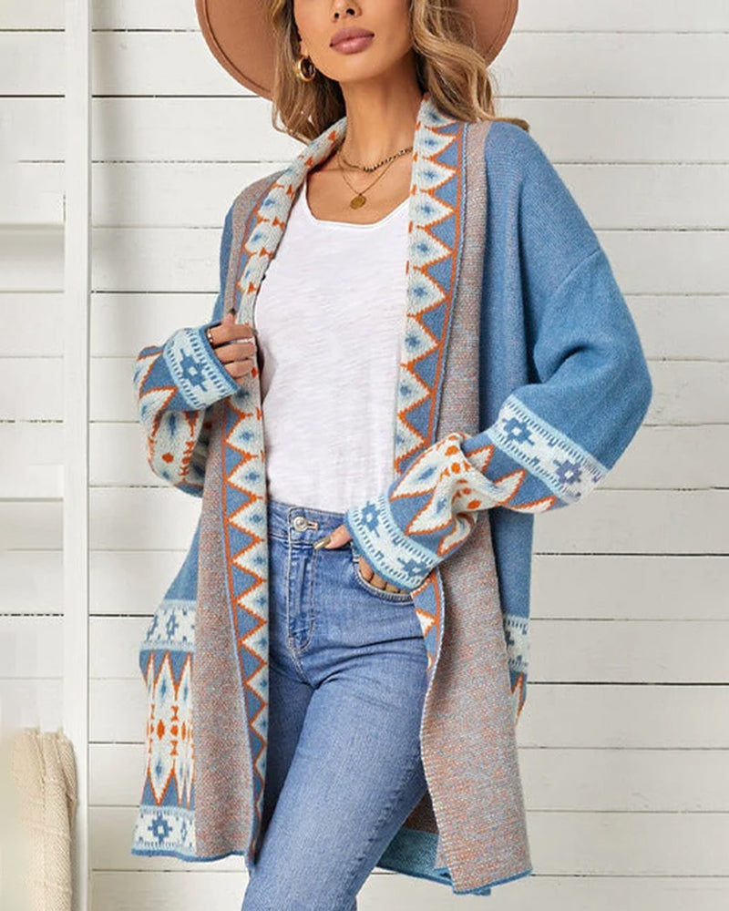 Strickjacke İm Ethno-Stil Mit Muster