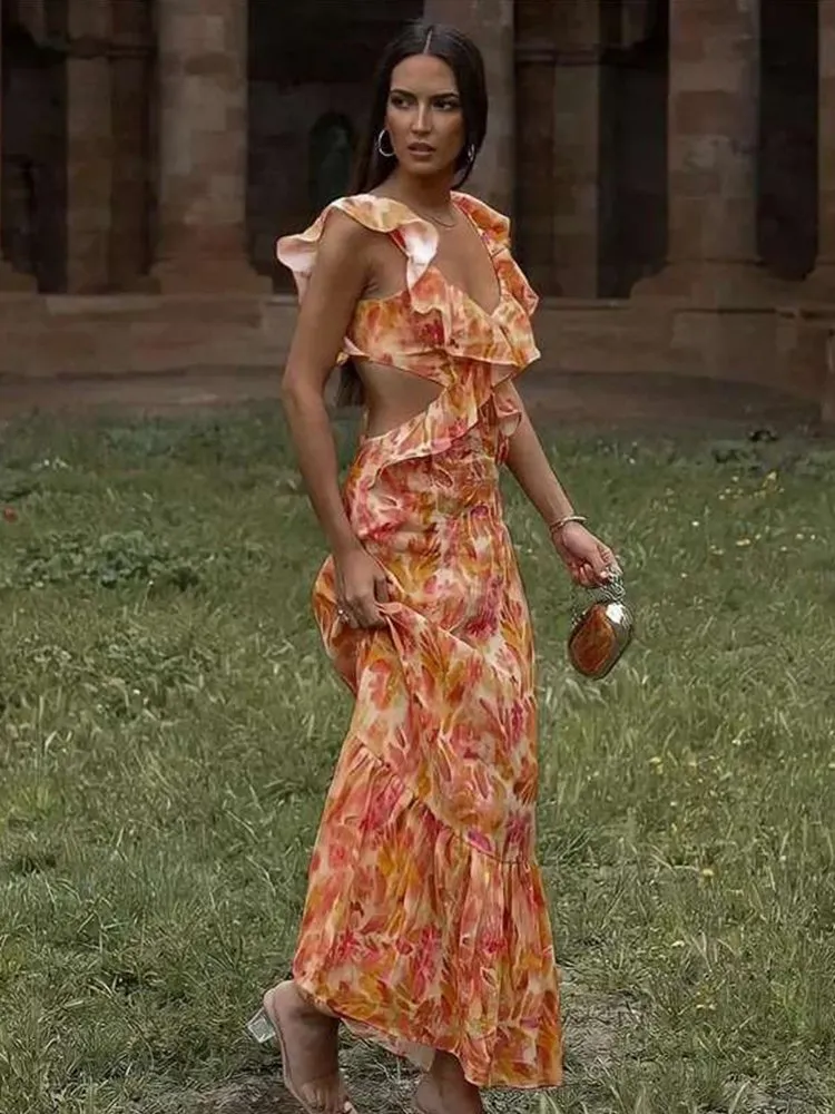 Maxikleid Mit Schmetterlingsärmeln