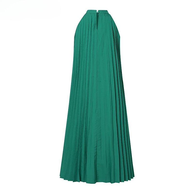 Plissiertes, Schlichtes, Ärmelloses Langes Kleid