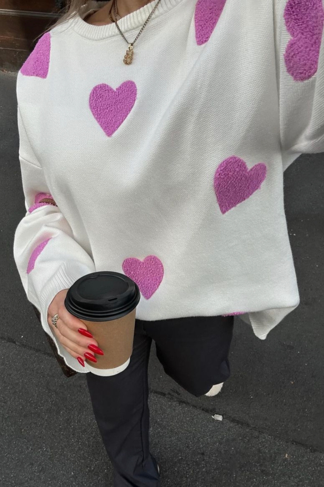 Eleganter Pullover Mit Herzmuster