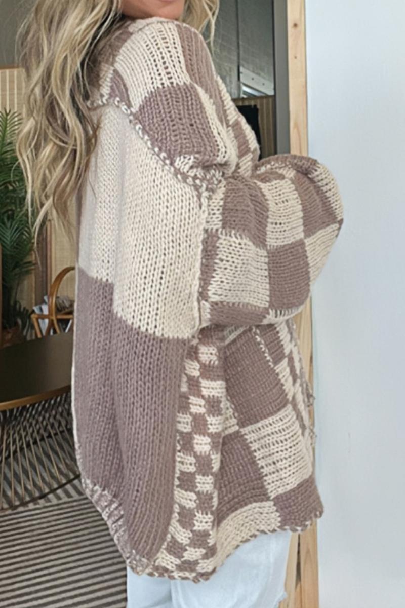 Eleganter Karierter Cardigan