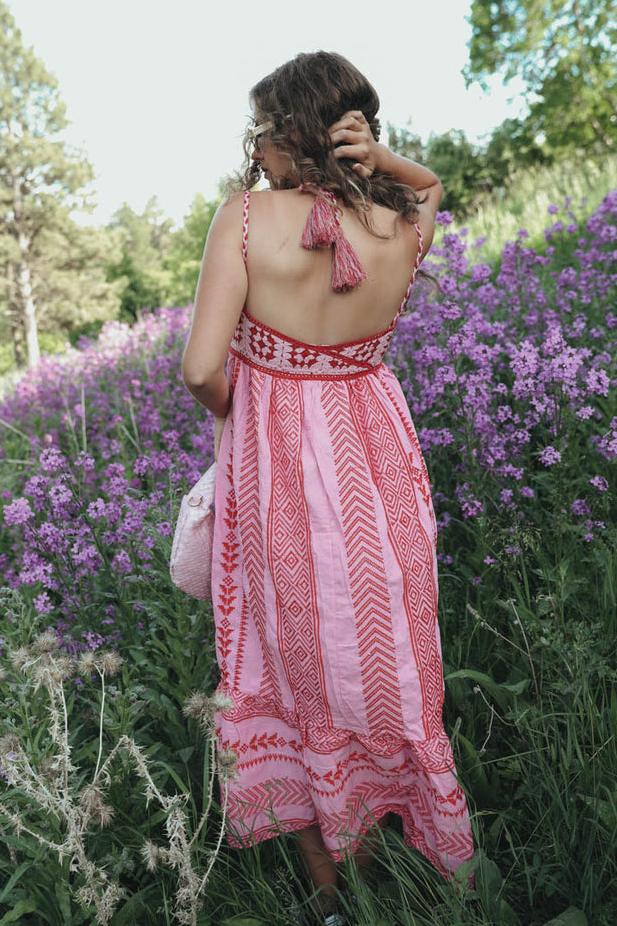 Midikleid Mit Abstraktem Blumenfoliendruck