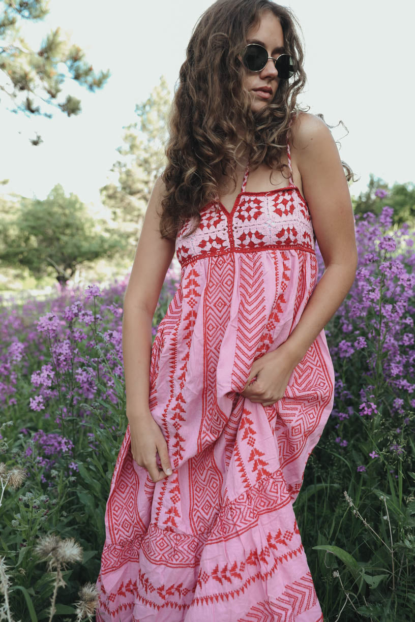 Midikleid Mit Abstraktem Blumenfoliendruck