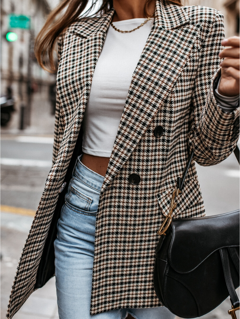 Stilvolles Design: Karierte Blazerjacke
