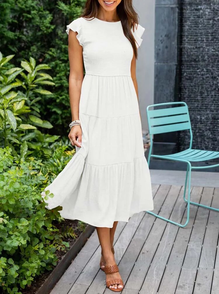 Sommerkleid Mit Rüschendetail Und Taschen