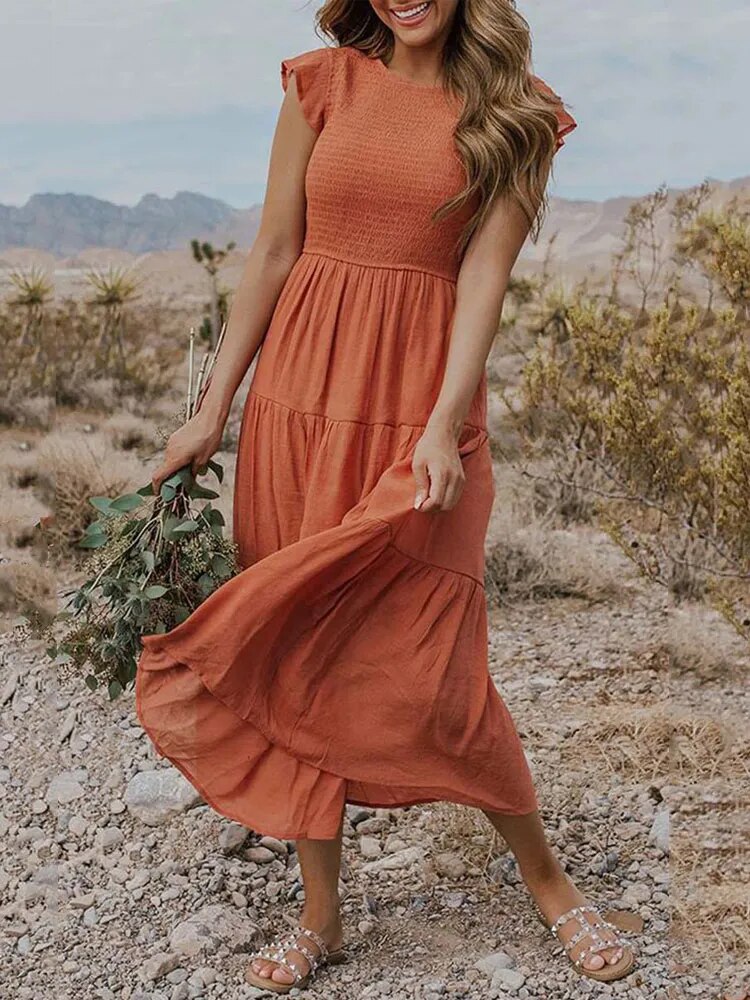 Sommerkleid Mit Rüschendetail Und Taschen