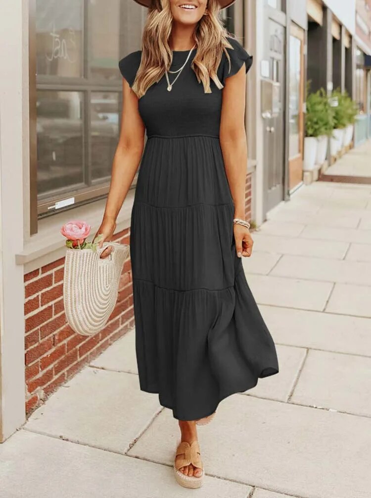 Sommerkleid Mit Rüschendetail Und Taschen