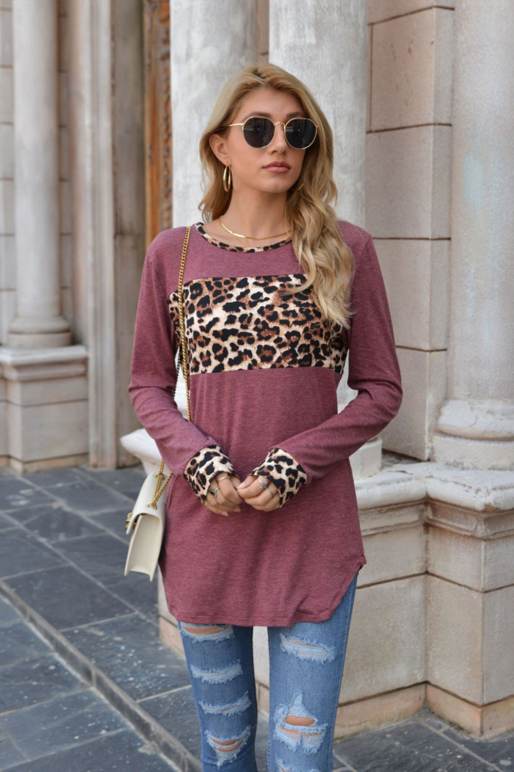 Langarmpullover Mit Rundhalsausschnitt Und Leopardenmuster