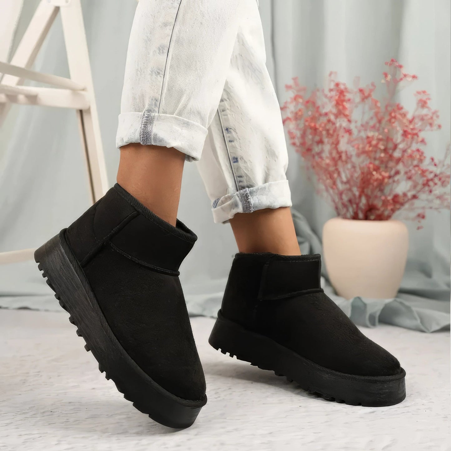 Pelzige Winterstiefel Für Damen