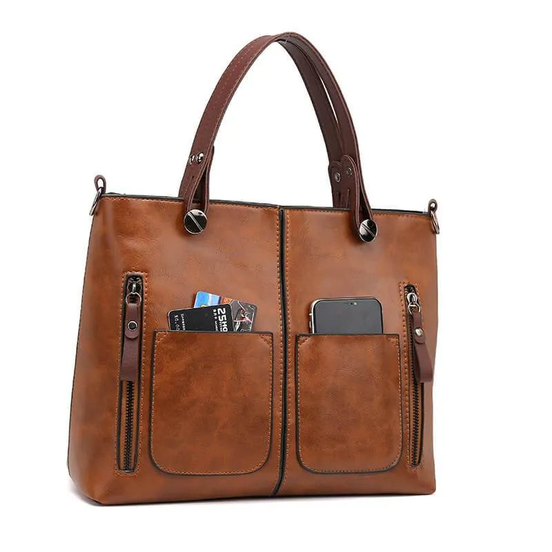 Vintage Leder Damen Umhängetasche