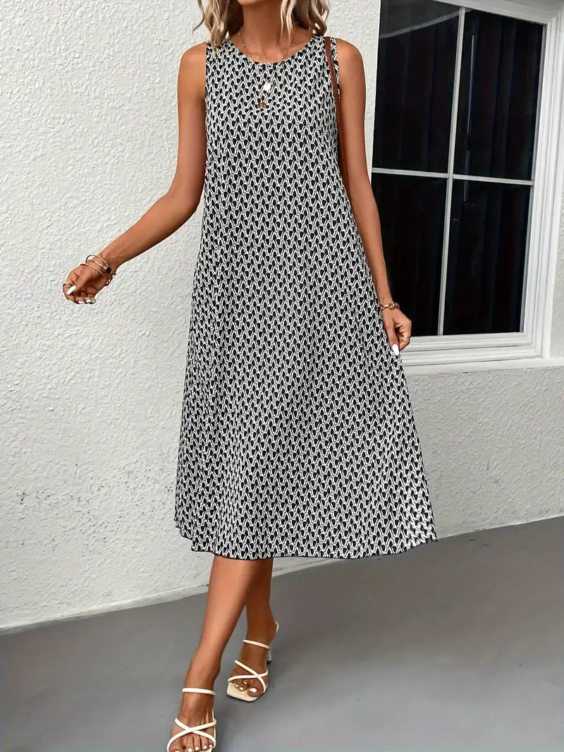 Lässiges Gemustertes Kleid Mit Taschendetails