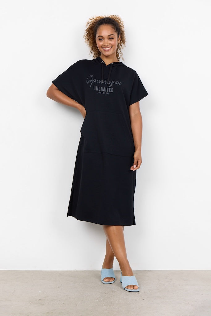 Kurzärmliges Midikleid Mit Kapuze