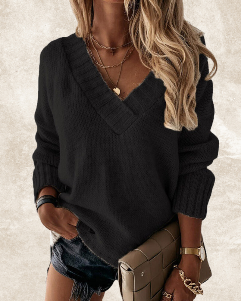 Strickpullover Mit V-Ausschnitt