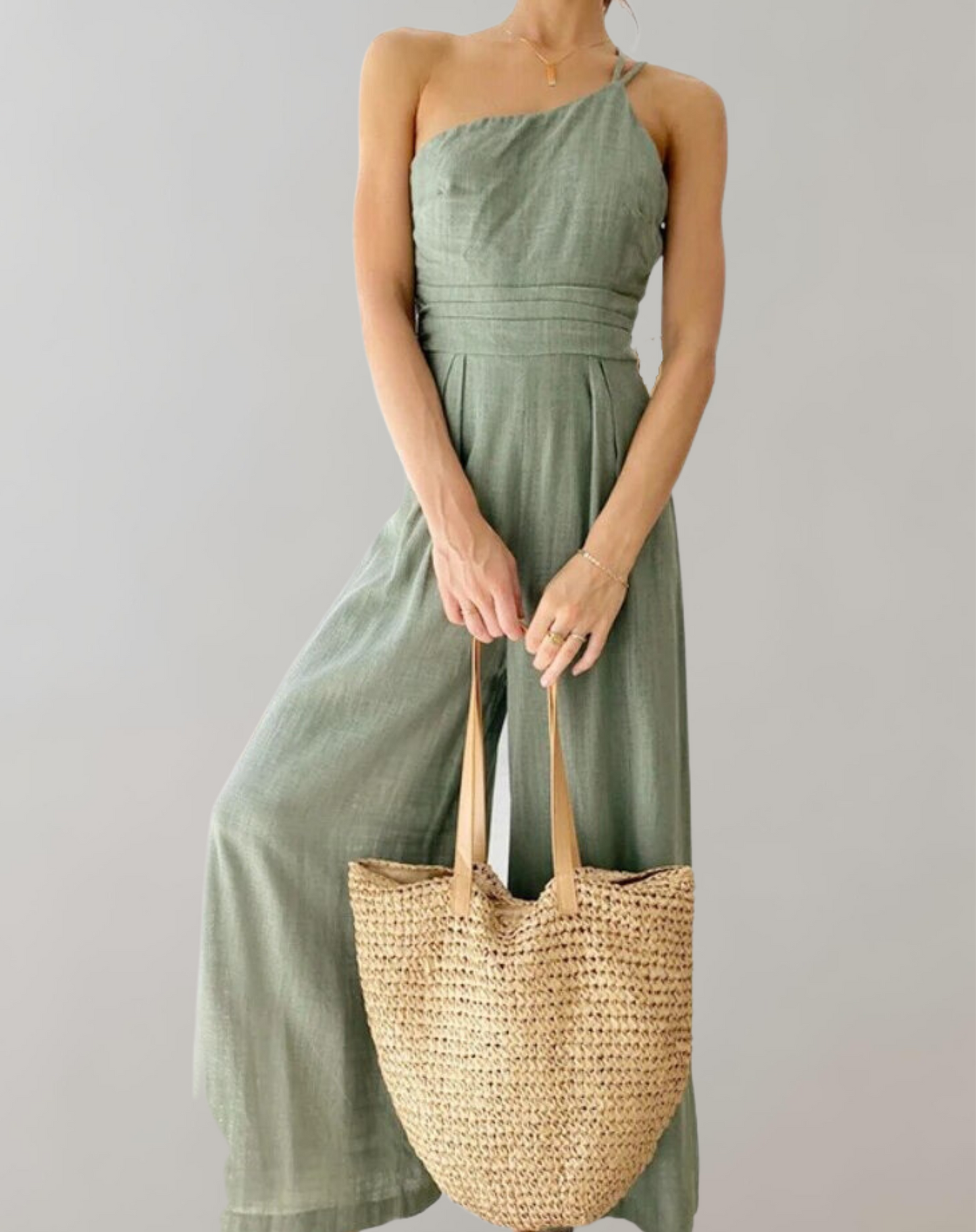 Elegantes One-Shoulder-Midikleid